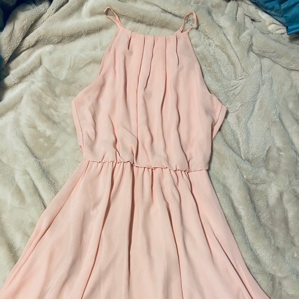 Blush Pink Pleated Dress